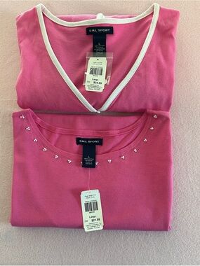 SML Sport Women's Pink V-Neck & Embellished Crew Sweaters